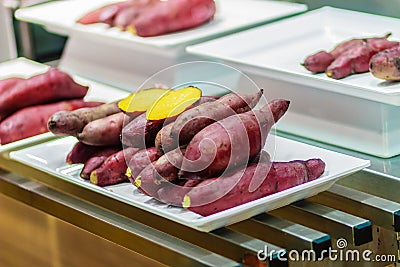 Yakiimo, Traditional Japanese Sweet Potato Roasted for Sale in t Stock Photo