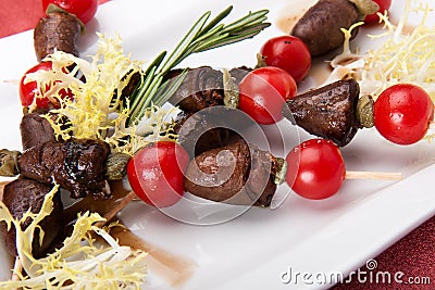 Yakitori from chicken hearts - japanese grill Stock Photo