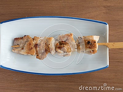 Yakitori: Japanese skewered salt seasoned chicken Stock Photo