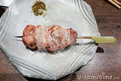 Seseri Yakitori Chicken Neck With Spicy salt Stock Photo