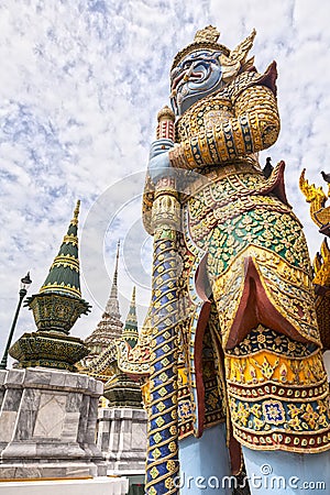 Yaksha Figure, Wat Phra Kaew, Bangkok Stock Photo