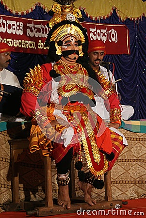 Yakshagana artis on stage Editorial Stock Photo