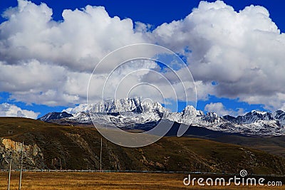 Yala snow mountain and Tagong grassland Stock Photo