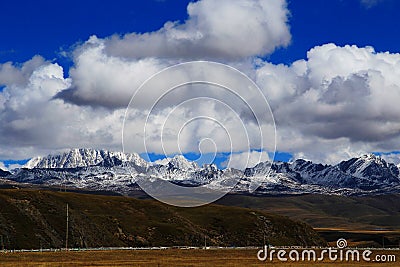 Yala snow mountain and Tagong grassland Stock Photo