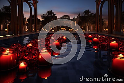 Yalda night reflection pools creating Stock Photo