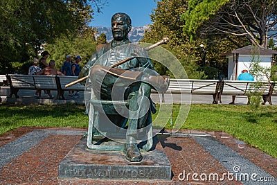 Monument to the Soviet and Russian theater and film actor Mikhail Pugovkin, 09/03/2019, Yalta, Crimea Editorial Stock Photo