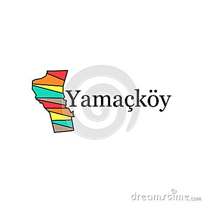 Yamackoy Map. State and district map of Yamackoy Turkey. Detailed map of city administrative area. Royalty free vector Vector Illustration