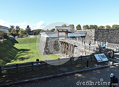 Yamagata Castle Ruins or Kajo Park in Japan. Editorial Stock Photo