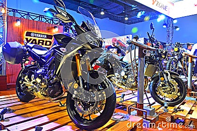 Yamaha motorcycle at Trans Sport Show in Pasay, Philippines Editorial Stock Photo