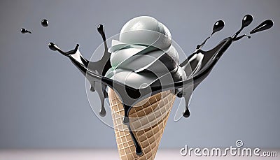 Yammy ice-cream on the Grey background Stock Photo