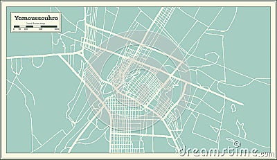 Yamoussoukro Ivory Coast City Map in Retro Style. Outline Map. Stock Photo
