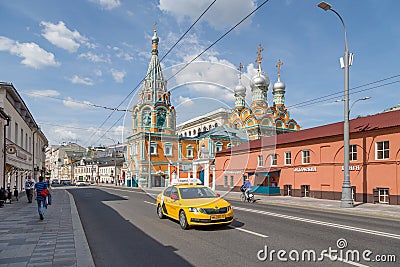 Yandex taxi in Moscow street during summer season Editorial Stock Photo