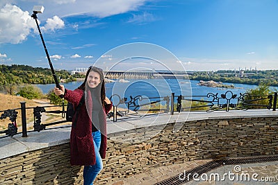 Yang woman is taking a selfie Stock Photo