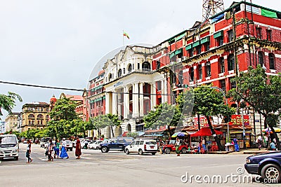 Yangon Colonial Building, Myanmar Editorial Stock Photo