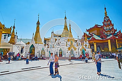 In Shwedagon complex, Yangon, Myanmar Editorial Stock Photo