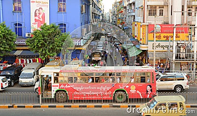 Sule Boulevard with Bogyoke Market in Yangon Editorial Stock Photo