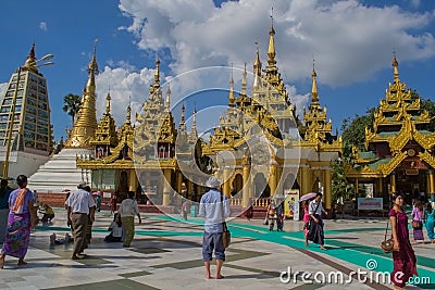 Yangon, Myanmar, November 10, 2014 - Inside Shwedagon Editorial Stock Photo