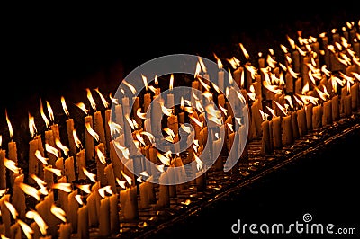 Candles in the Shwedagon Pagoda in Yangon Editorial Stock Photo