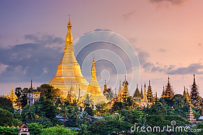 Yangon Myanmar at Shwedagon Pagoda Stock Photo