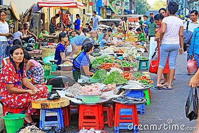 Yangon Street Vendors, Myanmar Editorial Stock Photo