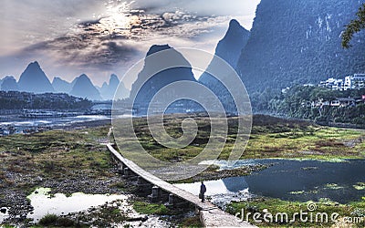 Yangshuo Scenery from China Guilin Stock Photo