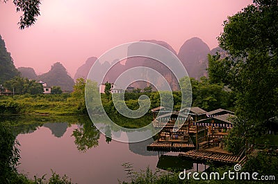 Yangshuo sunset Stock Photo
