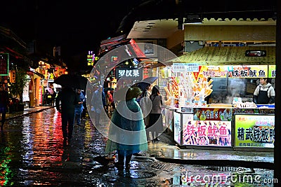 Yangshuo West Street at night, chinese food and night life, night market, Guilin, Guangxi, China Editorial Stock Photo