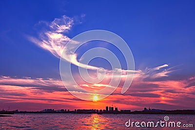 Yangtze River Sunset Stock Photo