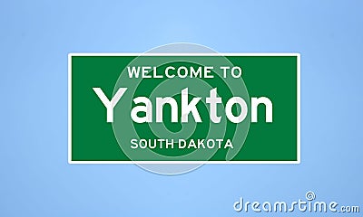 Yankton, South Dakota city limit sign. Town sign from the USA. Stock Photo