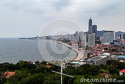 Yantai, China - view of the coastline from Yantai Shan Stock Photo