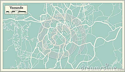 Yaounde Cameroon City Map in Retro Style. Outline Map. Stock Photo