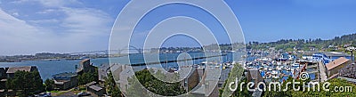 Yaquina Bay Bridge, and fishing fleet marina Stock Photo