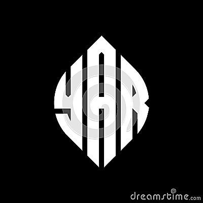 YAR circle letter logo design with circle and ellipse shape. YAR ellipse letters with typographic style. The three initials form a Vector Illustration