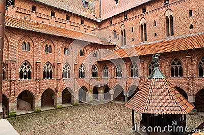 Yard in the medieval Castle of the Teutonic Order in Malbork, Poland. Editorial Stock Photo