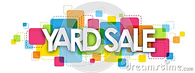 YARD SALE banner on colorful squares background Stock Photo