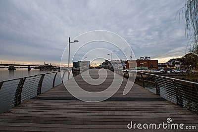 The Yard Waterfront Park in Washington DC on the Pedestrian Walk Editorial Stock Photo