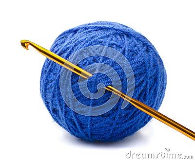 Yarn and crochet hook Stock Photo