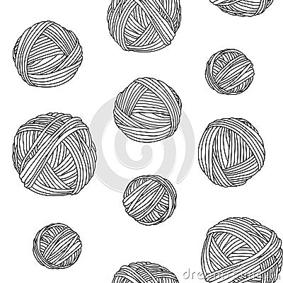 Yarn skeins, seamless background. Vector Illustration