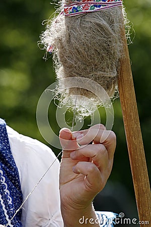 Yarn spinner Stock Photo