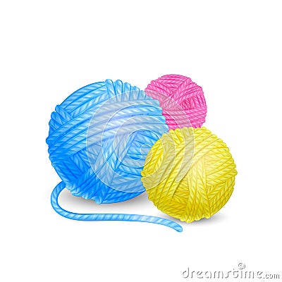 Yarn, thread, knitting, weaving, wool, vector realistic illustration Vector Illustration