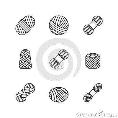 Yarn woolen, cashmere or acrylic ball for knitting hobby. Wool thead skein icon for hand made shop and other knit design Vector Illustration