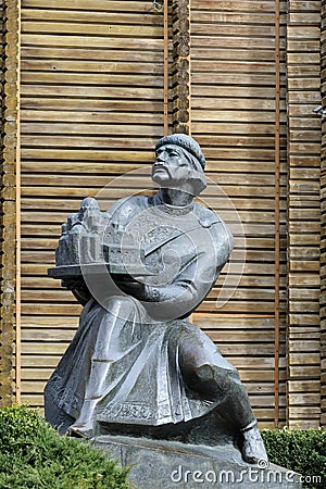 Yaroslav The Wise, holding a model of Saint Sofia Cathedral in Kyiv, Ukraine Editorial Stock Photo