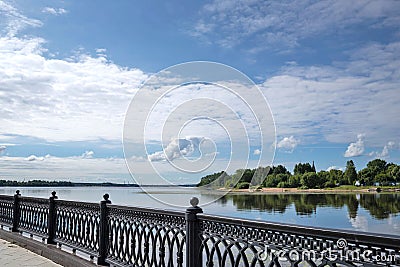Yaroslavl. The place where the Kotorosl river flows into the Volga. Arrow Of Yaroslavl. River expanse Stock Photo