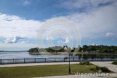 Yaroslavl. The place where the Kotorosl river flows into the Volga. Arrow Of Yaroslavl. River expanse Stock Photo