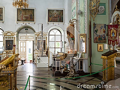 Indoor hall of Kazan Cathedral in Yaroslavl city Editorial Stock Photo