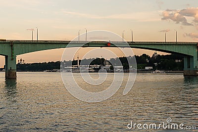 Yaroslavl, Russia, July 8, 2023. View of the river station through the bridge truss. Editorial Stock Photo