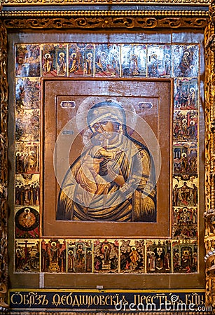 Icon of the Theodore Mother of God Editorial Stock Photo