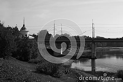 YAROSLAVL, RUSSIA - SEPTEMBER 08, 2018: the bridge over the river Editorial Stock Photo