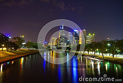 Yarra river and city at night Stock Photo