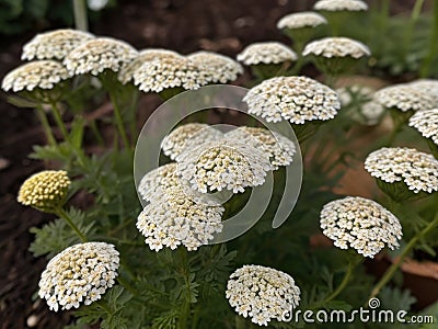 Yarrow (Achillea millefolium) in the garden Stock Photo